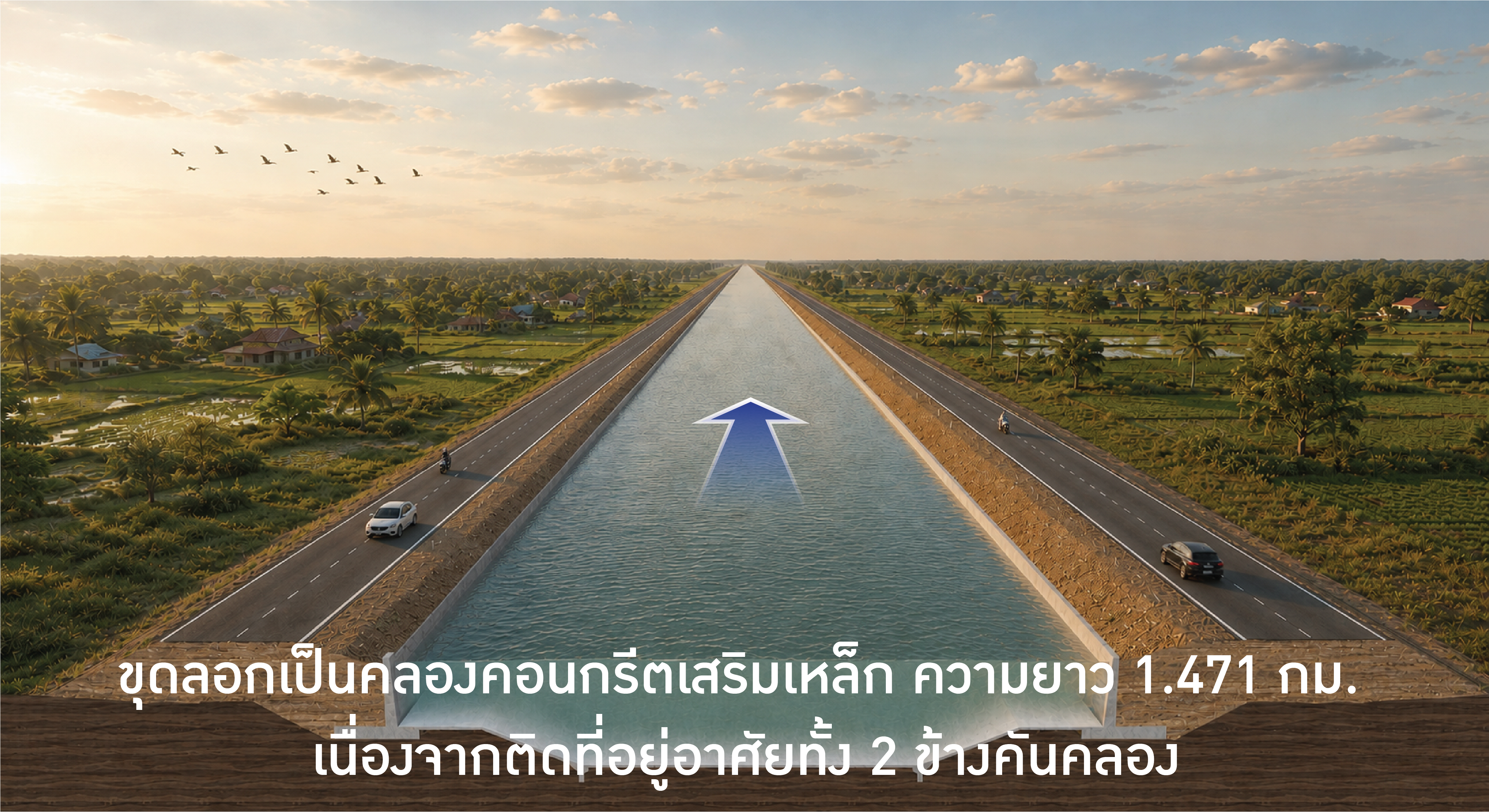 คลองผันน้ำแควหนุมานแบบคลองคอนกรีตเสริมเหล็ก